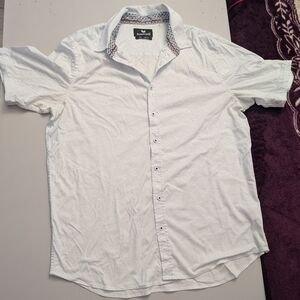 Buttercloth White Men's White Polka Dots Shirt 3XL